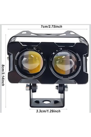1 Adet Led Spot Işık Ve Sarı Beyaz Projektör Lens 2 Gözlü Dikdörtgen Baykuş Led Off Road Lamba Motosiklet