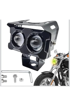 1 Adet Led Spot Işık Ve Sarı Beyaz Projektör Lens 2 Gözlü Dikdörtgen Baykuş Led Off Road Lamba Motosiklet