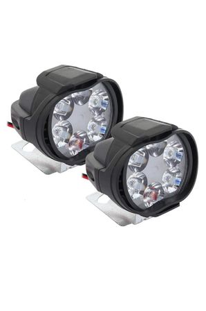 2 Adet 6 Ledli Motosiklet Scooter Uyumlu Led Sis Farı Çakar Ve Sabit Mod Açma Kapatma Tuşlu Lamba