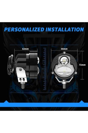 2 Adet Motosiklet Atv Utv Scooter LED Sis Farı Metal Kasa Yüksek Güçlü Delici Beyaz Sarı Çift Renk