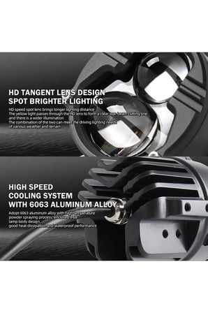 2 Adet Motosiklet Atv Utv Scooter LED Sis Farı Metal Kasa Yüksek Güçlü Delici Beyaz Sarı Çift Renk