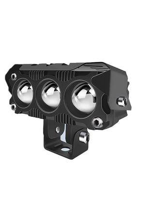 1 Adet Led Spot Işık Ve Sarı Beyaz Projektör Lens 3 Gözlü Dikdörtgen Baykuş Led Off Road Lamba Motosiklet