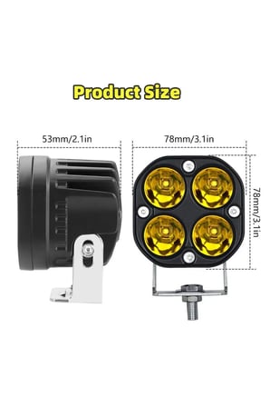 2 Adet Açma Kapama Anahtarlı Off Road Arazi Aracı ve Motosiklet Uyumlu 4 Led Amber Sarı Renk Çalışma Ve Sis Lambası