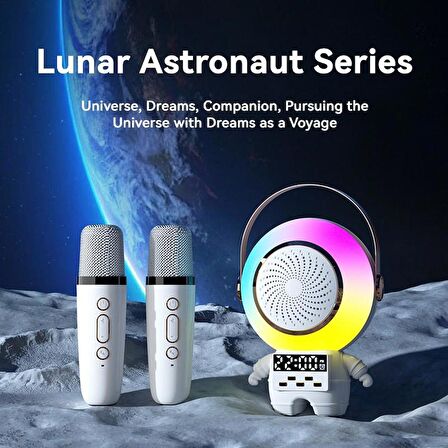 Premium Rgb Taşınabilir Bluetoothlu Astronot Hoparlör&Kareoke Mikrofon