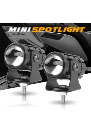 2 Adet Beyaz / Sarı Renkli Universal Motosiklet Sis Farı Mini Spot Lens Led Far Uyumlu
