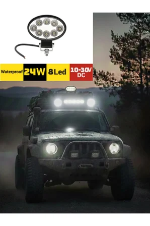Off Road Çalışma Lamba 10-30V 8 Led 24W Oval Siyah Tır Kamyon İş Makinesi Aydınlatma