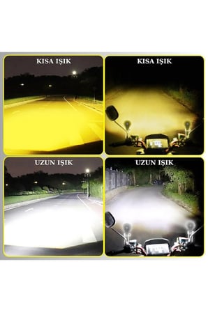 Motosiklet Scooter Mini Sis Farı Set Düğme / Anahtar Hediyeli Beyaz Sarı Mini Kasa 12V Led Işık