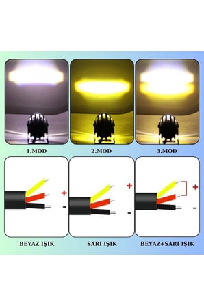 Motosiklet Scooter Mini Sis Farı Set Düğme / Anahtar Hediyeli Beyaz Sarı Mini Kasa 12V Led Işık