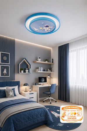Fubao 2 Katlı Modern Tasarım Uzaktan Kumandalı Dimmerli 3 Renk Ledli Işıklı Çocuk Odası Avizesi 50 cm