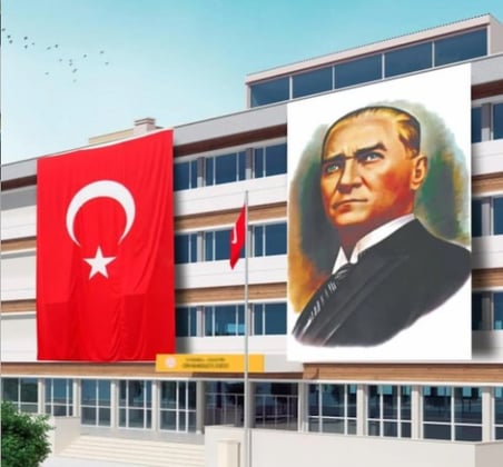 ATATÜRK POSTERİ VE TÜRK BAYRAĞI 2'li SET 300X450CM 1.KALİTE PREMİUM RAŞEL KUMAŞ 2 ADET