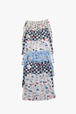 Erkek Çocuk 6lı Paket Karışık Desenli Elastan Empirme Boxer