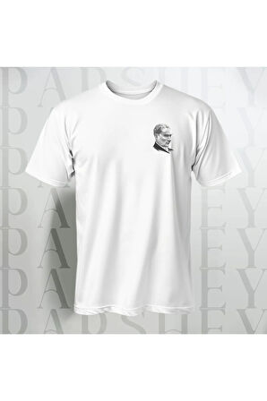 Mustafa Kemal Atatürk Baskılı Oversize Beyaz Yarım Kollu %100 Pamuk T-shirt