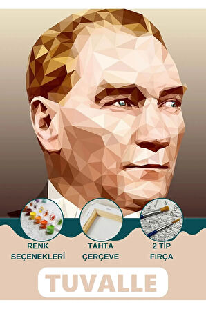 Başkomutan Atatürk Sayılarla Boyama Seti, Hobi Seti, 40X50 Tablo, Fırça Boya Asma Aparatı Dahil,