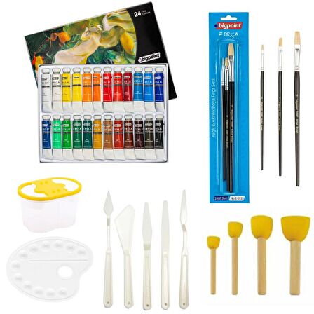 Bigpoint Akrilik Boya Seti 12ml Tüp x 24 Renk Lise Başlangıç Seti