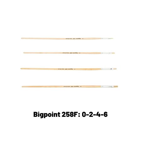 Bigpoint 258F Serisi Doğal Kıl Düz Kesik Fırça 4'lü Set 0-2-4-6