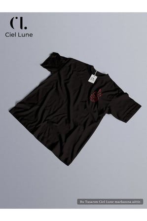 Unisex Ateş ve Su Baskılı Sevgili Çift Kombini Tasarım Oversize Tshirt 2li