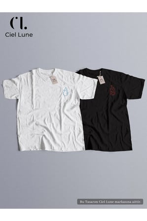 Nevermind Unisex Ateş ve Su Baskılı Sevgili Çift Kombini Tasarım Oversize Tişört 2'li