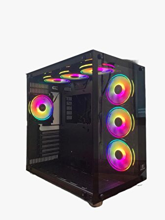 GAMEFORCEAtlantis 7×120 Mm Fanlı Rgb Kumandalı Kontrolcülü E-ATX Oyuncu Bilgisayar Kasası