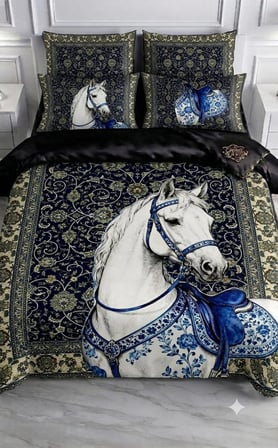 Özel Tasarım Marka 240*260 Cm Çift Kişilik Nevresim Takımı Organik Pamuk Saten Luxury Ranforce Premium Kumaş King Deluxe Boy Uhd Canlı Baskı At lar siyah kahverengi kırmızı beyaz at
