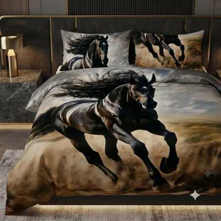 Özel Tasarım Marka 240*260 Cm Çift Kişilik Nevresim Takımı Organik Pamuk Saten Luxury Ranforce Premium Kumaş King Deluxe Boy Uhd Canlı Baskı At lar siyah kahverengi kırmızı beyaz at