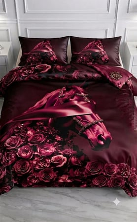 Özel Tasarım Marka 240*260 Cm Çift Kişilik Nevresim Takımı Organik Pamuk Saten Luxury Ranforce Premium Kumaş King Deluxe Boy Uhd Canlı Baskı At lar siyah kahverengi kırmızı beyaz at