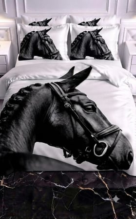 Özel Tasarım Marka 240*260 Cm Çift Kişilik Nevresim Takımı Organik Pamuk Saten Luxury Ranforce Premium Kumaş King Deluxe Boy Uhd Canlı Baskı At lar siyah kahverengi kırmızı beyaz at