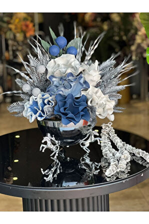 Yapay Çiçekli Gümüş Atlı Vazo No:1