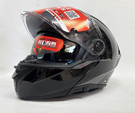 MT Atom 2 Sv A1 Parlak Siyah Çene Açılır İç Güneş Vizörlü M