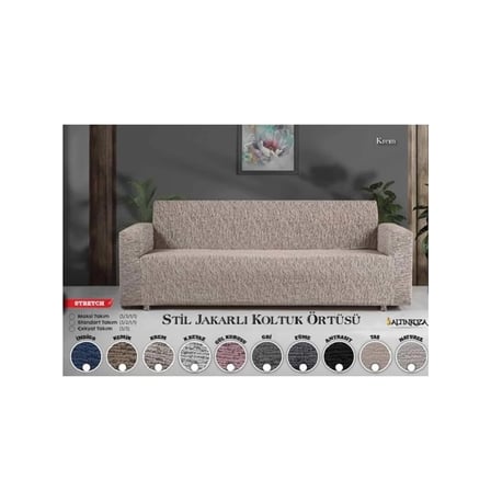 Altınkoza Still Jakarlı Streç Maxi Takım Koltuk Örtüsü / Modern / Lüx / 1.Kalite (3+3+1+1)