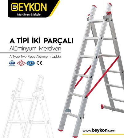 beykon A tipi sürgülü 2x2 4 metre alüminyum merdiven