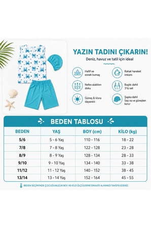 Kız Çocuk Mavi Fiyonk Desenli 3’lü Mayo Takımı