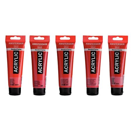 Talens Amsterdam Akrilik Boya 120ml 5'li Set Kırmızı Tonu Renkleri