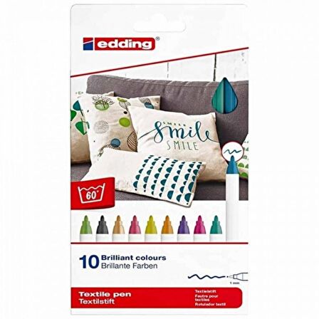 Edding Tekstil Kalemi 1mm 10'li Kutu Sıcak Renkler