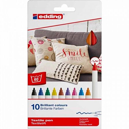 Edding Tekstil Kalemi 1mm 10'li Kutu Soğuk Renkler