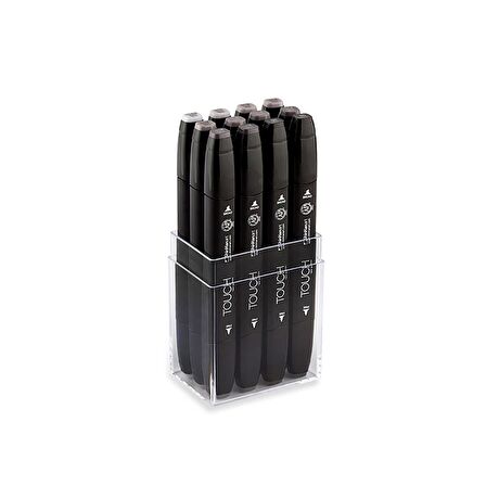 Shinhan Art Touch Twin Marker Pen : Çift Uçlu Marker Kalemi : 12Lİ SET SICAK GRİLER
