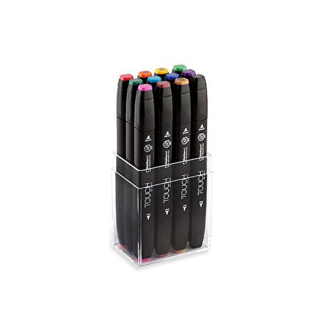 Shinhan Art Touch Twin Marker Pen : Çift Uçlu Marker Kalemi : 12Lİ SET ANA RENKLER 