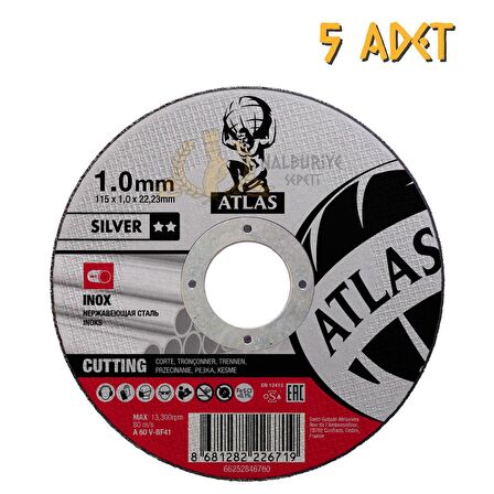 Atlas A60V-BF41 İnox Daire Testere Kesme Taşı 1 x 115 mm. - 5 Adet