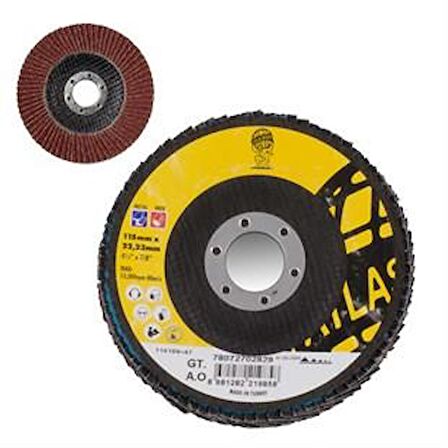 Atlas Katlı Flap Disk Yuvarlak Zımpara 115 mm - P40 Kum - 1 Adet