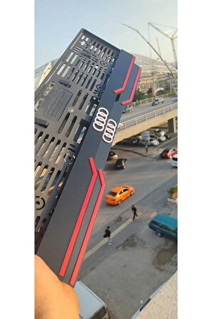 Audi Model Uyumlu Kırmızı Çizgili Pleksi Piona Black Plakalık