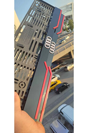 Audi Model Uyumlu Kırmızı Çizgili Pleksi Piona Black Plakalık