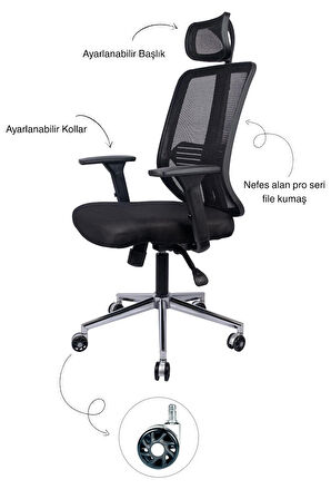 PRO Çalışma Sandalyesi | Ergonomik Ofis Sandalyesi, Bilgisayar Koltuğu, Yönetici Koltuğu
