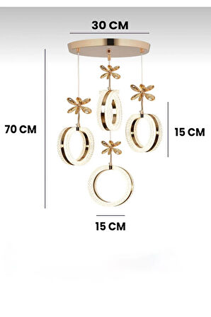 Aurea Model 4’lü Gold 3 Renk Modu Ledli Kristal Taşlı