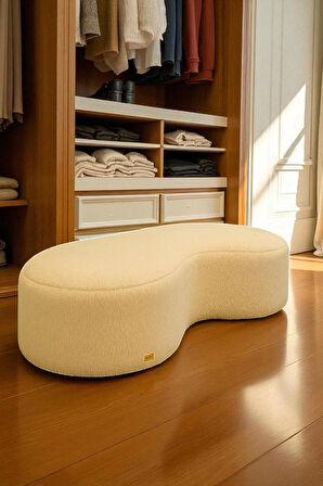 AUREA Teddy Peluş Bulut Şekilli Puf – Yuvarlak Kenarlı Modern Oturma Pufu