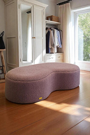 AUREA Teddy Peluş Bulut Şekilli Puf – Yuvarlak Kenarlı Modern Oturma Pufu
