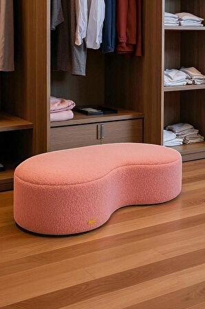 AUREA Teddy Peluş Bulut Şekilli Puf – Yuvarlak Kenarlı Modern Oturma Pufu