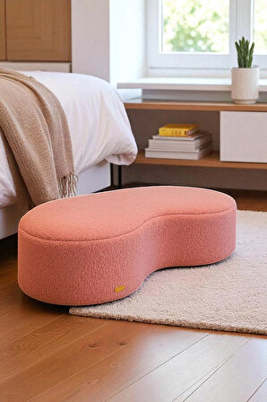 AUREA Teddy Peluş Bulut Şekilli Puf – Yuvarlak Kenarlı Modern Oturma Pufu