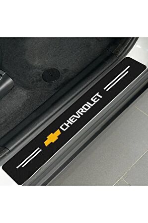 Chevrolet Logolu Karbon Kapı Eşiği Koruyucu Bant Folyo 4'lü Set