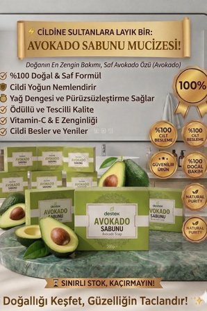 Destek Avokado Sabunu  Doğal – Nemlendirici Etki | Kuru Cilt & Saç Bakım Sabunu