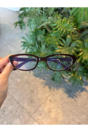 Aventino Kahverengi Cat Eye Küçük Çekik minik Retro Mavi Işık Korumalı Gözlük Ekran okuma Gözlüğü