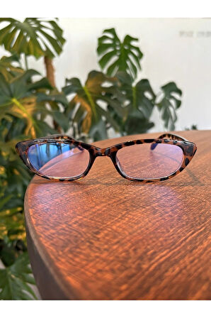Aventino Leopar Cat Eye Küçük Çekik minik Retro Mavi Işıl Korumalı Gözlük Ekran okuma Gözlüğü